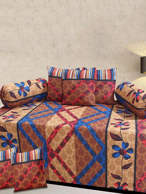 Set of 8 Cotton Diwan Set - 14907456 - Very Small Image - 1