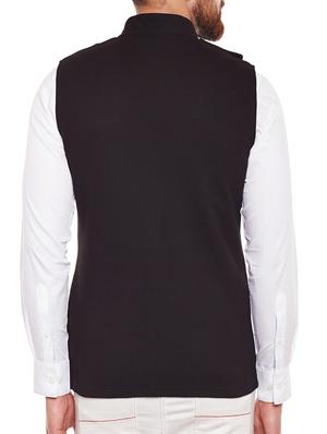 black cotton nehru jacket - 14907541 - Standard Image - 3
