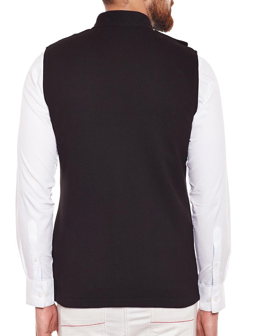 black cotton nehru jacket - 14907541 - Zoom Image - 3