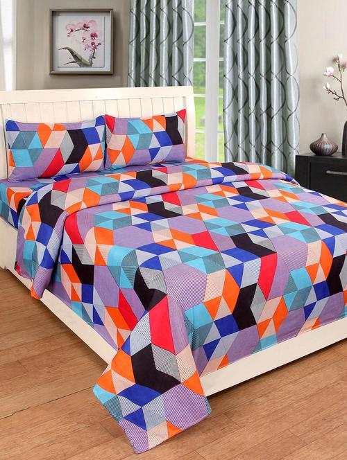 Polycotton Double Bedsheet with 2 pillow covers - 14907582 - Very Small Image - 1