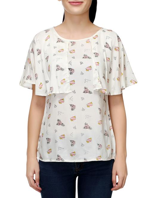 white printed top - 14907881 - Very Small Image - 1