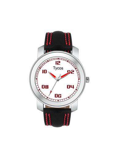 tycos white dial analog leather watch - 14907899 - Very Small Image - 1