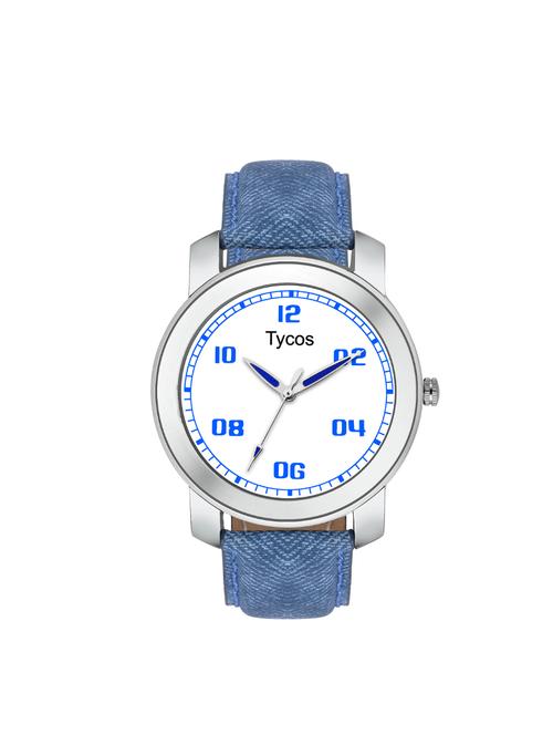 tycos white dial analog leatherette watch - 14907900 - Very Small Image - 1