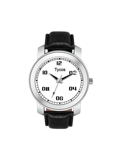 tycos white dial analog leatherette watch - 14907902 - Very Small Image - 1