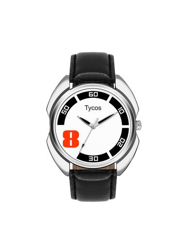 tycos white dial analog leatherette watch - 14907906 - Very Small Image - 1