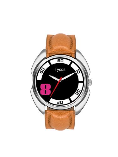 tycos black dial analog leatherette watch - 14907908 - Very Small Image - 1