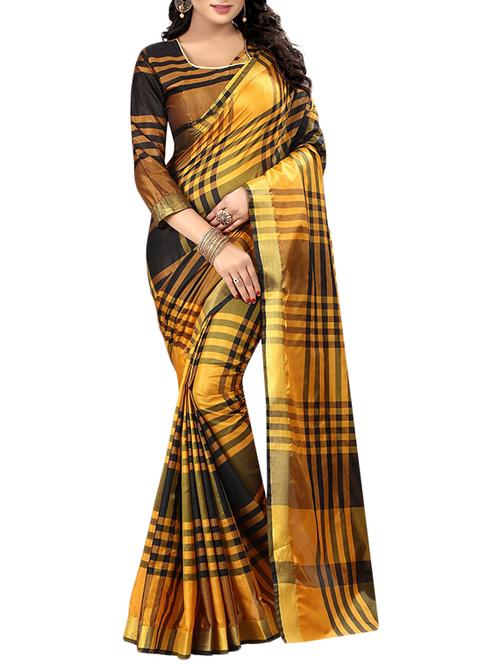 black cotton silk ikat saree with blouse - 14907918 - Standard Image - 1