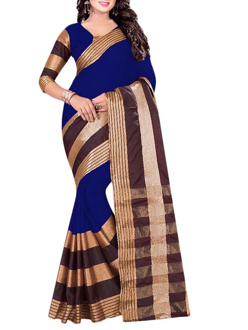 blue cotton woven saree with blouse - 14907939 - Standard Image - 1