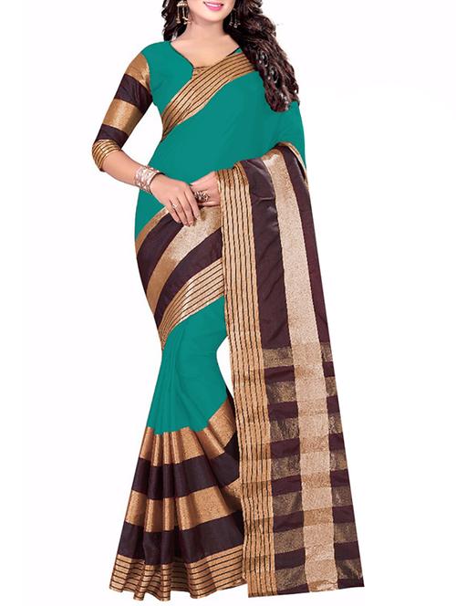 green cotton woven saree with blouse - 14907942 - Standard Image - 1