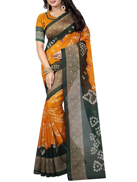 gold silk blend bhagalpuri saree with blouse