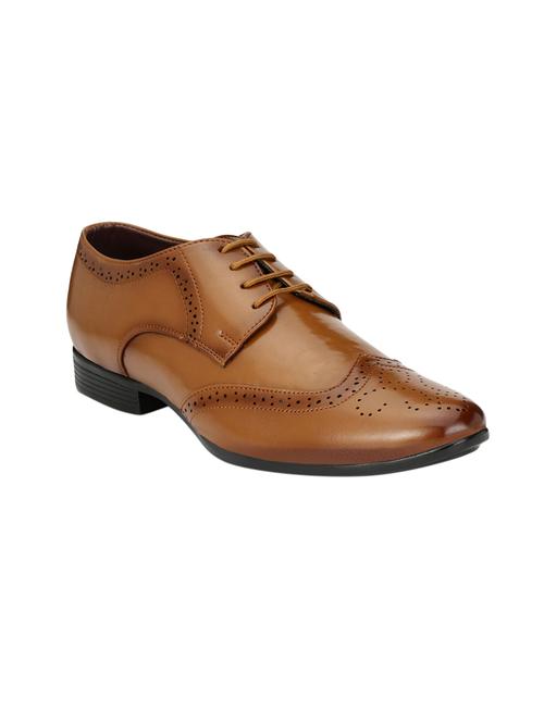 tan leatherette lace-up derby - 14908068 - Standard Image - 1