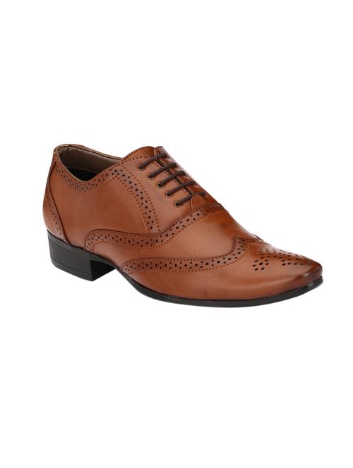 tan leatherette lace-up brouge - 14908071 - Standard Image - 1