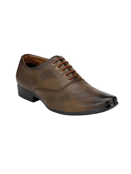 brown leatherette lace-up oxford - 14908072 - Very Small Image - 1