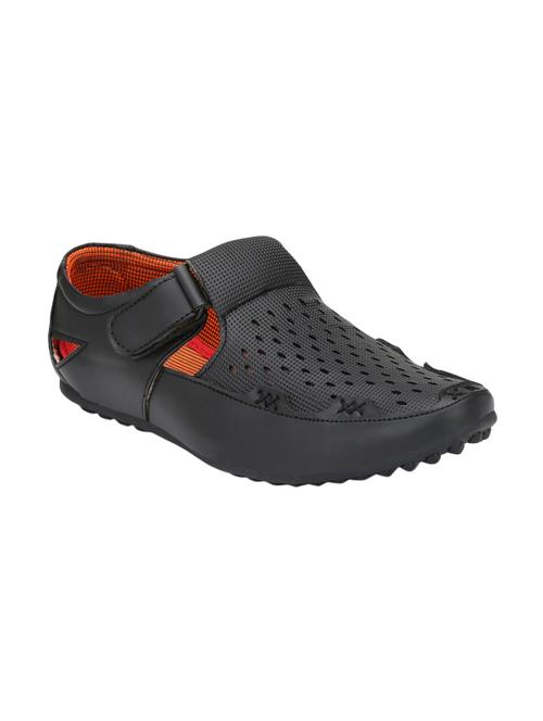 black leatherette slip on sandal - 14908075 - Standard Image - 1