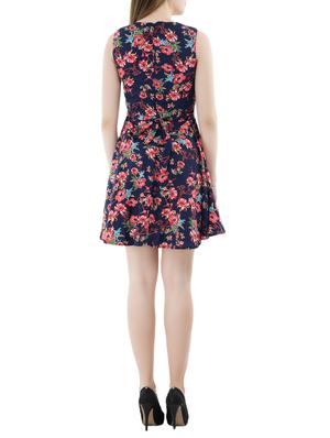 navy floral flared dress - 14908137 - Standard Image - 3