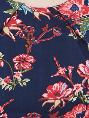 navy floral flared dress - 14908137 - Standard Image - 4