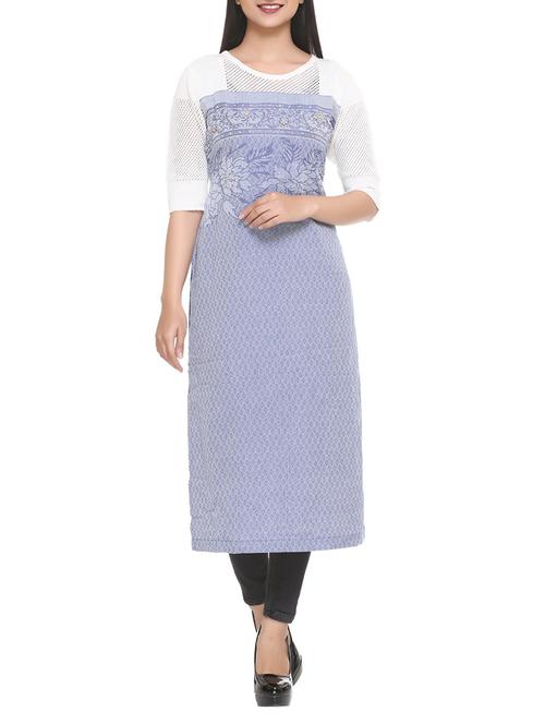 blue none straight kurta - 14908236 - Standard Image - 1
