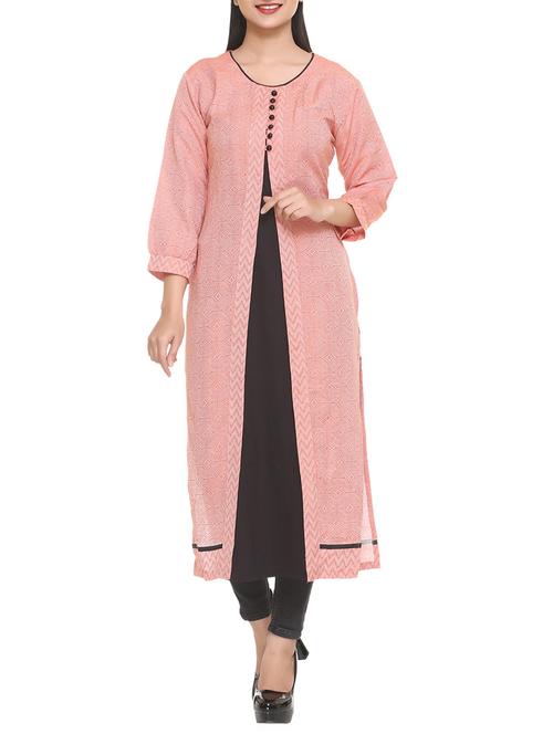 pink cotton blend straight kurta - 14908241 - Standard Image - 1