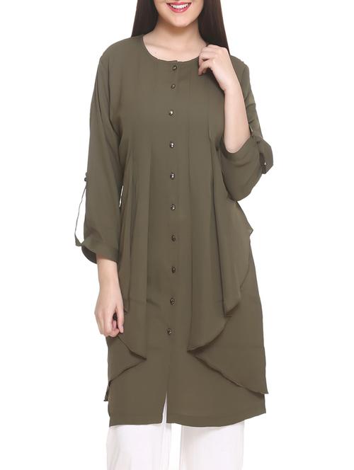 grey georgette solid kurta - 14908257 - Very Small Image - 1