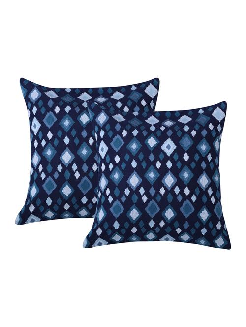 Set of 2 Embroidered Cushion Cover Navy - 14908329 - Standard Image - 1