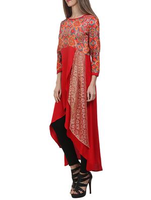 red rayon a-line kurta - 14908563 - Standard Image - 2