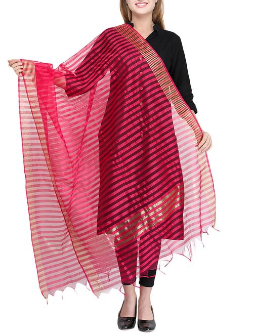 magenta chanderi dupatta - 14908741 - Standard Image - 1