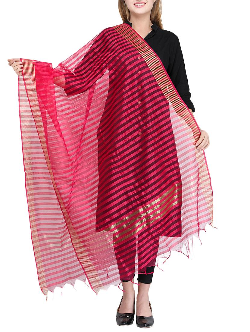 magenta chanderi dupatta - 14908741 - Zoom Image - 1