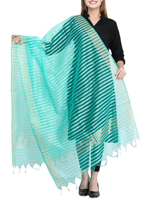 green chanderi dupatta - 14908742 - Standard Image - 1