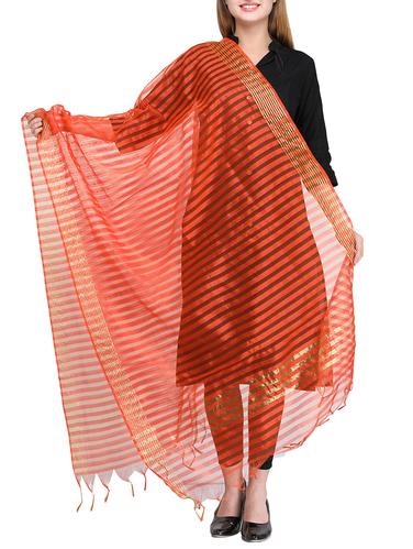 orange chanderi dupatta - 14908744 - Very Small Image - 1
