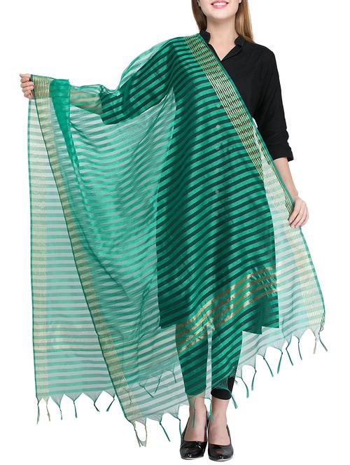 green chanderi dupatta - 14908745 - Standard Image - 1