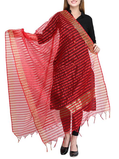 red chanderi dupatta - 14908750 - Standard Image - 1