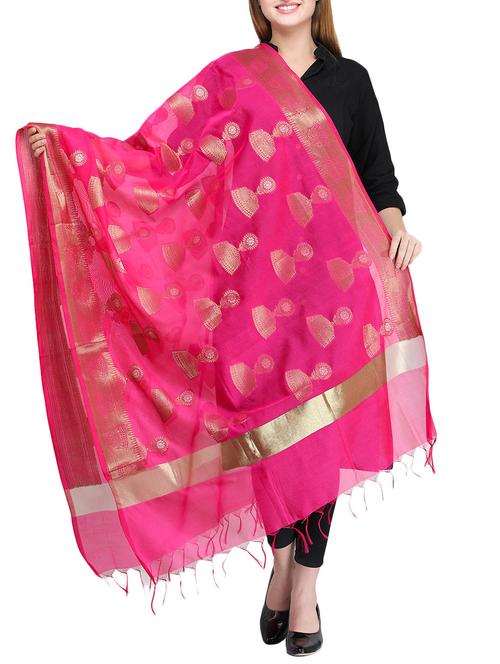 pink art silk banarasi dupatta - 14908753 - Standard Image - 1
