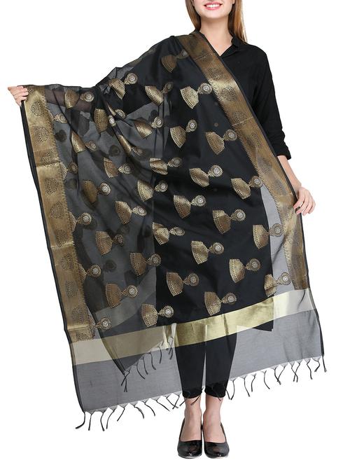 black art silk banarasi dupatta - 14908754 - Standard Image - 1