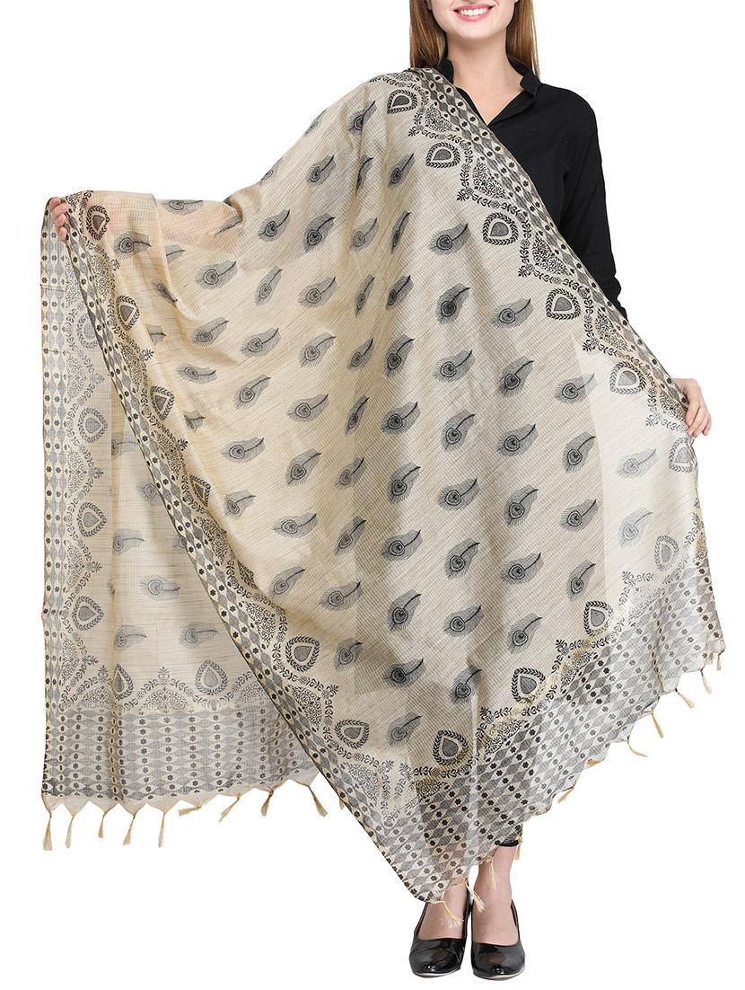 beige chanderi dupatta