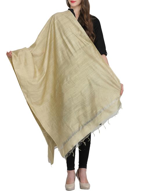 beige rayon plain dupatta - 14908761 - Standard Image - 1