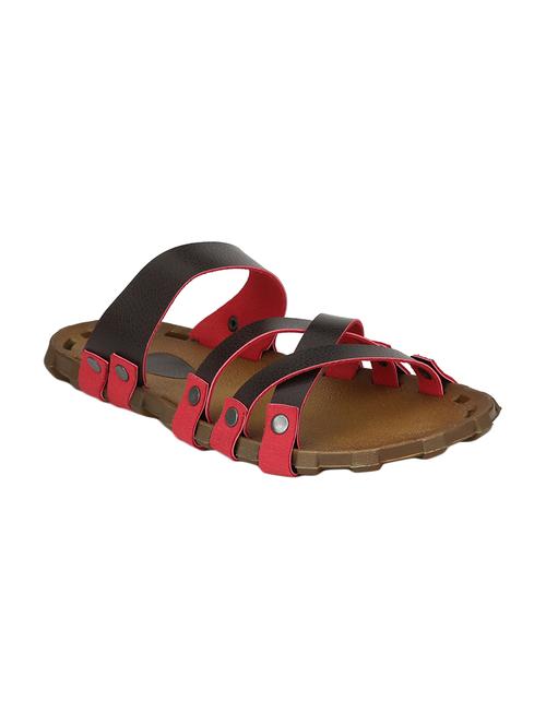 brown leatherette slip on slipper - 14908787 - Standard Image - 1