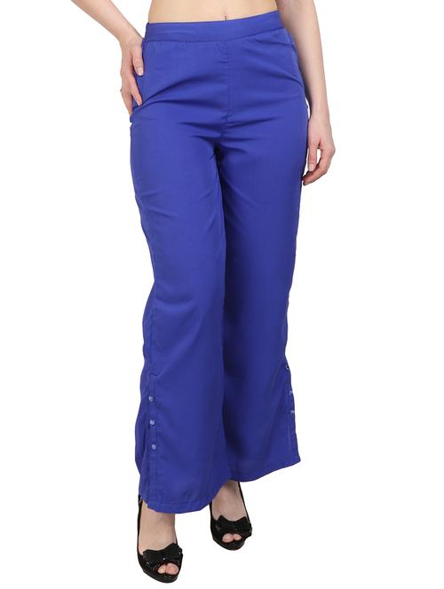 Blue solid palazzo - 14908800 - Standard Image - 1