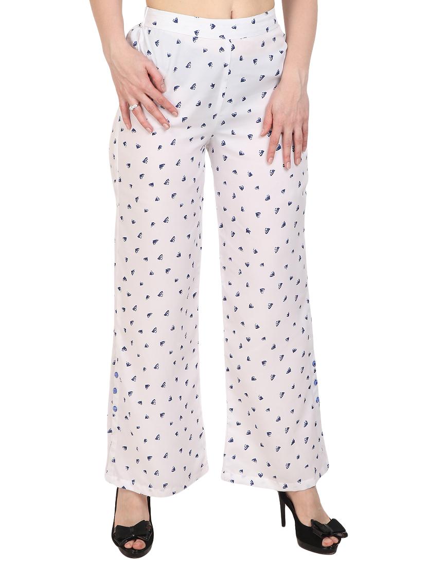 white printed palazzo - 14908814 - Zoom Image - 1