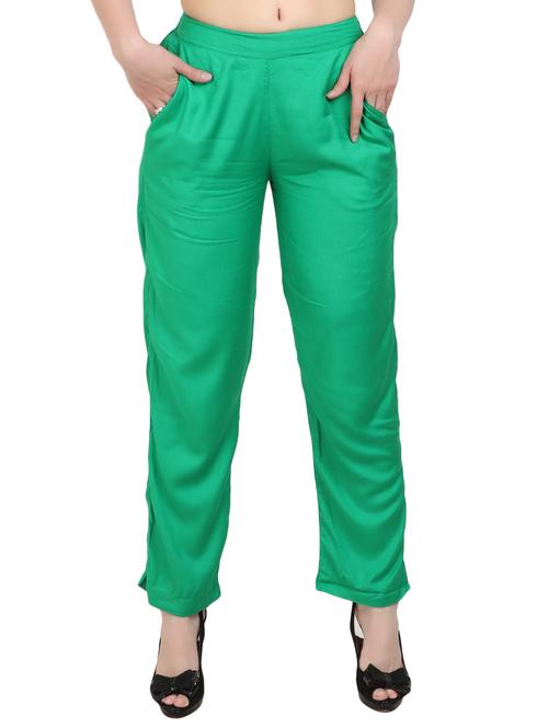 green solid palazzo - 14908819 - Very Small Image - 1