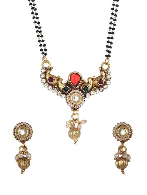 multi gold plated mangalsutra necklace - 14909087 - Very Small Image - 1