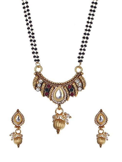 multi gold plated mangalsutra necklace - 14909091 - Very Small Image - 1
