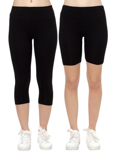 set of 2 black cotton capri legging - 14909278 - Very Small Image - 1