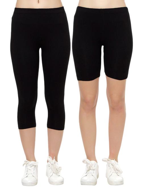 set of 2 black cotton capri legging - 14909284 - Very Small Image - 1