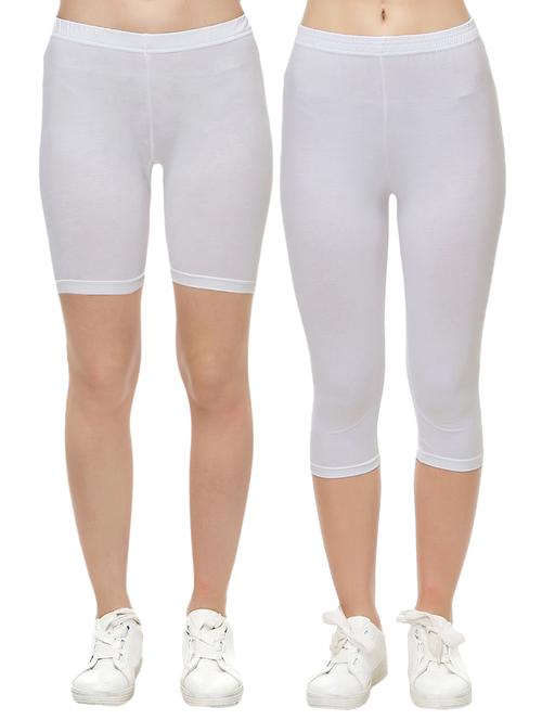 set of 2 white cotton capri legging - 14909295 - Standard Image - 1