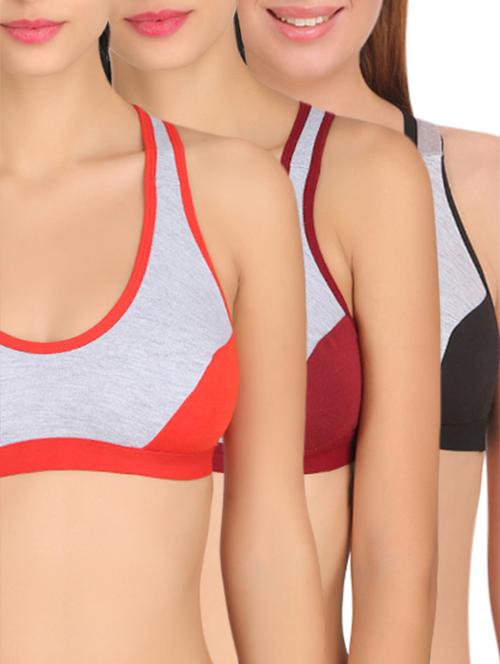 set of 3 multi colored sports bra - 14909348 - Standard Image - 1