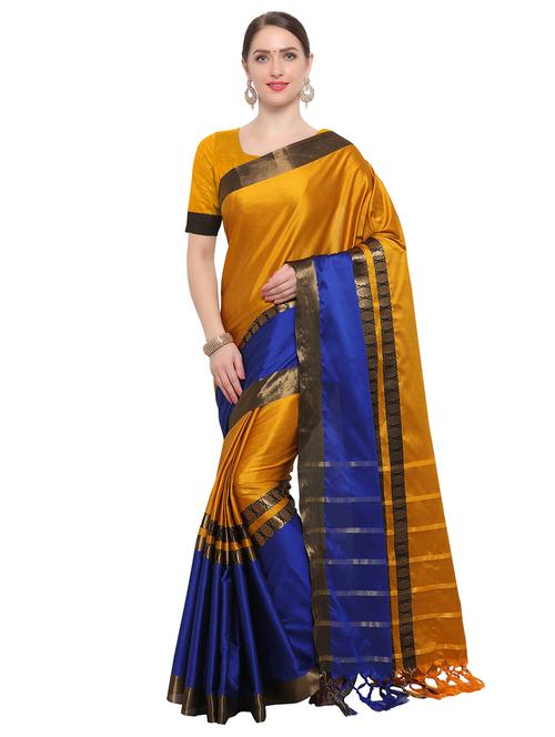 Color block woven saree with blouse - 14909525 - Standard Image - 1