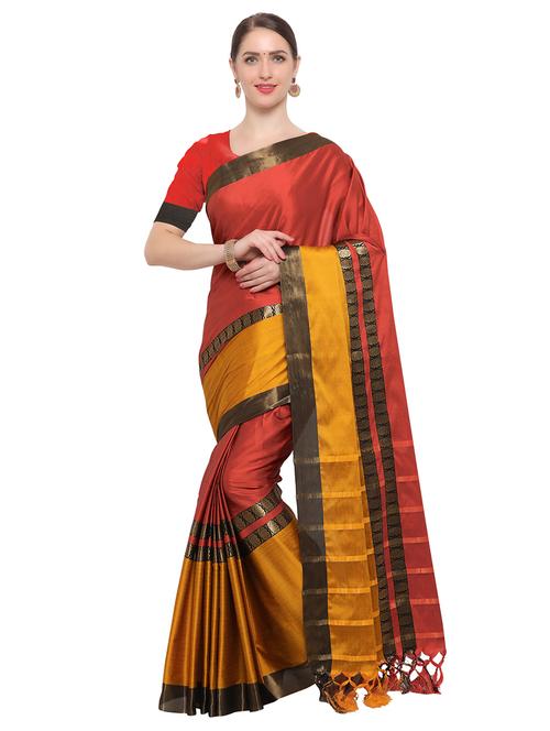 Color block bordered saree with blouse - 14909529 - Standard Image - 1