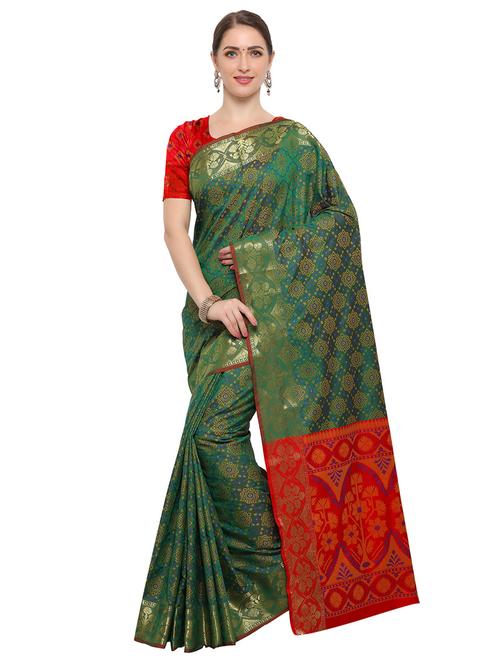Zari bordered woven saree with blouse - 14909546 - Standard Image - 1