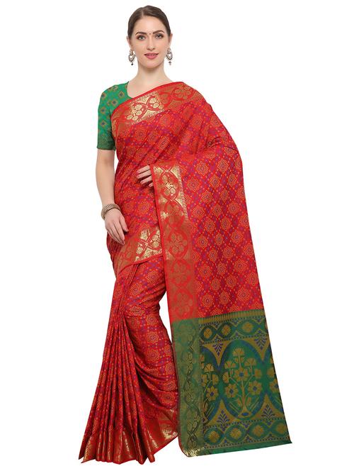 Zari bordered woven saree with blouse - 14909547 - Standard Image - 1