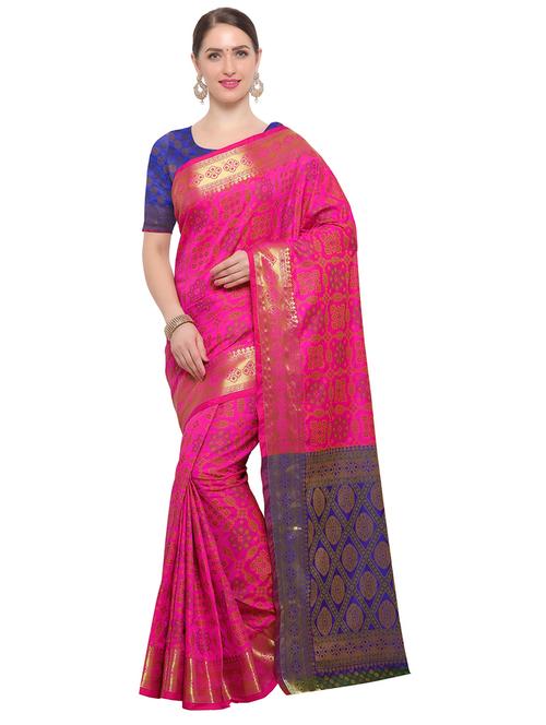 Zari bordered woven saree with blouse - 14909550 - Standard Image - 1